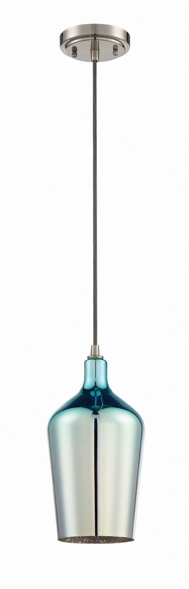 Brushed Polished Nickel Mini Pendant with Burst Glass Shade