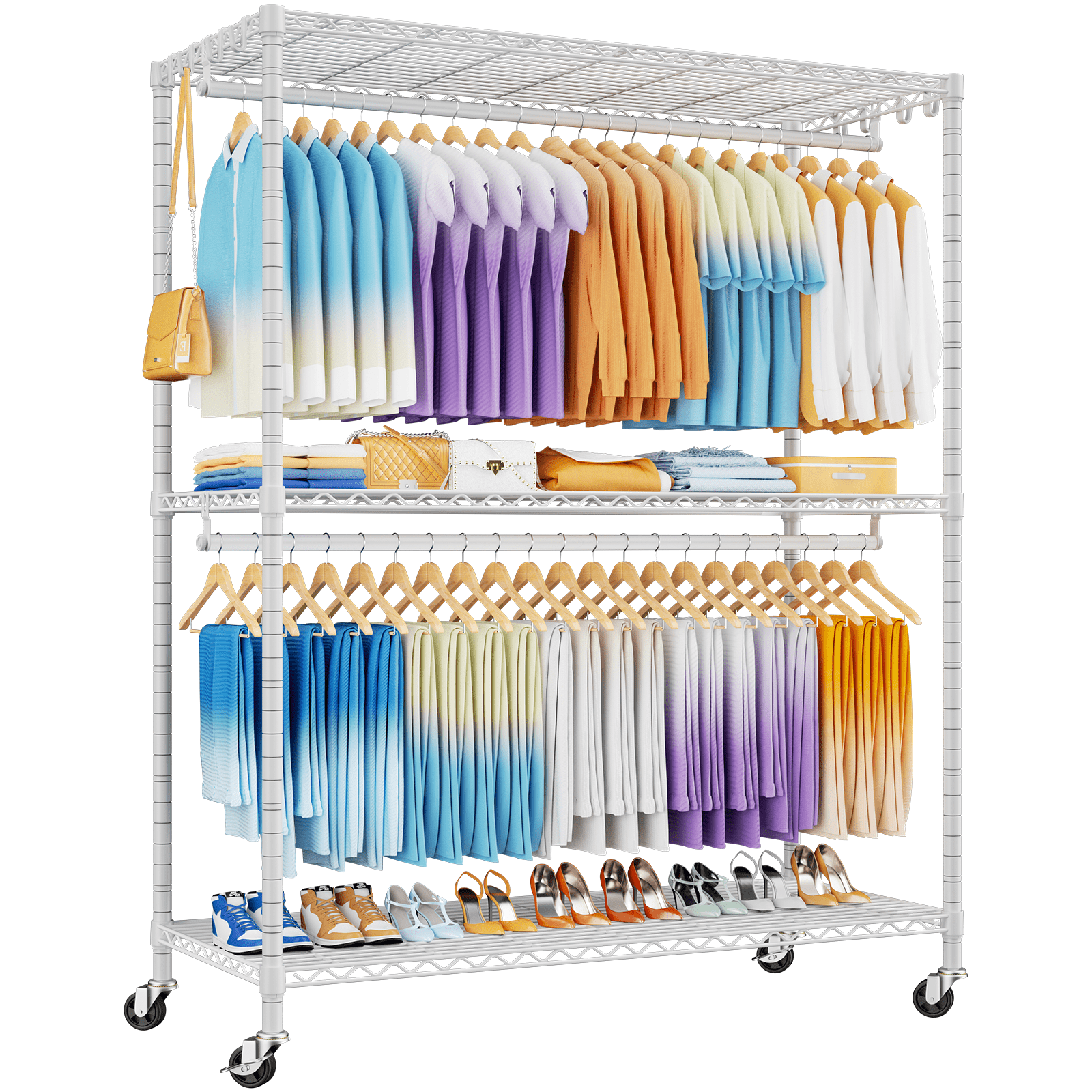 P8 Max Heavy Duty Clothes Rack（With Extended Width Design） Rolling ...