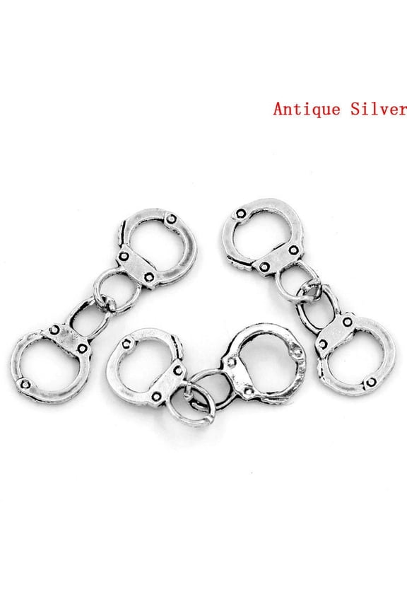 P805 - 30pcs. Antique Silver Hand Cuffs Charms Pendants - 17x12mm