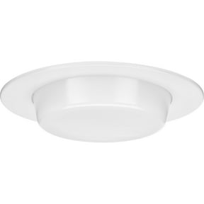 Progress Lighting, Drop Lensed, 1-Light, Shower Trim, Satin White, Frosted Opal Glass, Material: Steel, Width: 7.5", Height: 2.5"