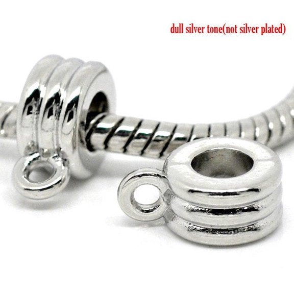 P921 - 30pcs. Silver Tone Dangle Spacer Bails fit European Cords - 12.5mm X 9mm