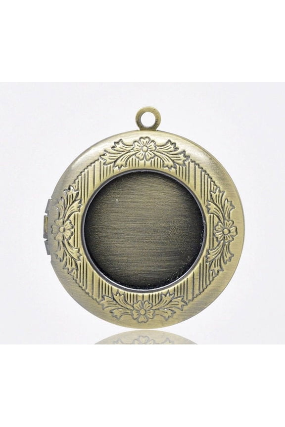 P957 - 10 pcs Antique Bronze Ornamented Pendant Photo Locket Box Pendants - For 20mm and 24mm Settings