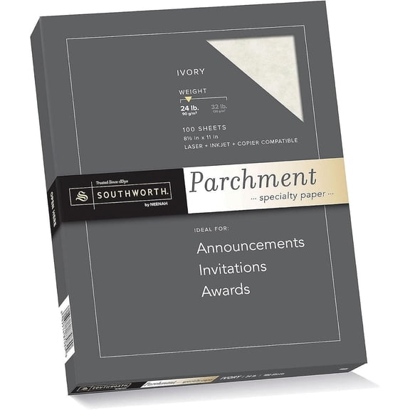 P984CK336 Parchment Specialty Paper, , 24lb, 8 1/2 x 11, 100