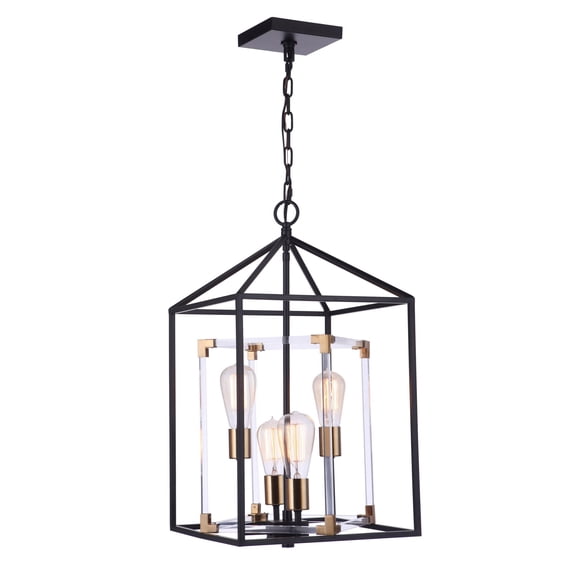 Craftmade Aaron 4 Light Flat Black/Satin Brass with Acrylic Pendant, Chain Hung, P986FBSB4