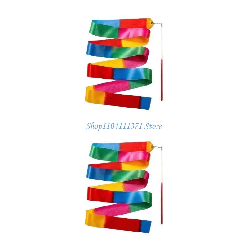 P9FC 2Meters Dance Ribbons Gymnastics Ribbon for Kids Colorful Gym ...