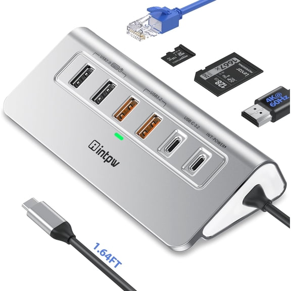 P9R PRO USB C Hub Ethernet, 10 in 1 USB Docking Station 10Gbps with 4K@60Hz HDMI, USB C and 2 USB A 3.2, LAN, 2 USB A 2.0, PD 100W, SD/TF Ports, USB to Ethernet Adapter for PC, iPhone 16/15, Mac