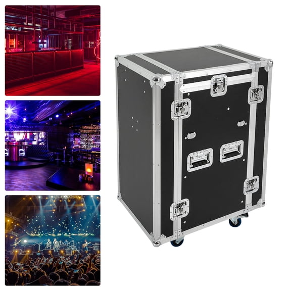PA DJ Rack 14U with 2 DJ Table Tops Heavy Duty Plywood Equipment Rack 661 lbs Capacity Rolling Studio Rack