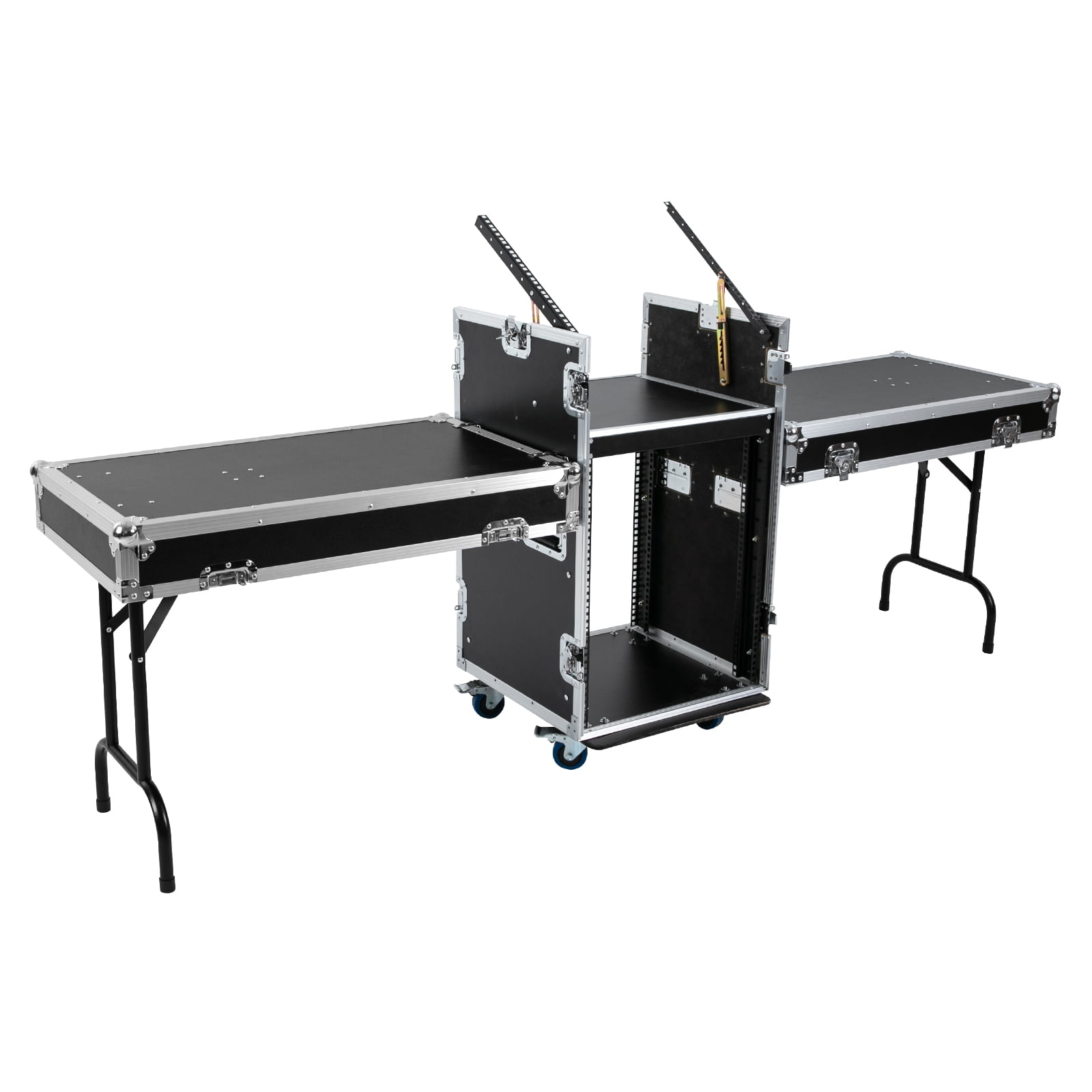 PA DJ Rack with Table, 14U Capacity, Sturdy 2-Tier Design, Ergonomic ...