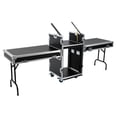 thumbnail image 1 of PA DJ Rack with Table, 14U Capacity, Sturdy 2-Tier Design, Ergonomic Spring Handle, 4 Wheels, and 661.39lbs Load Capacity for Equipment Storage, 1 of 7