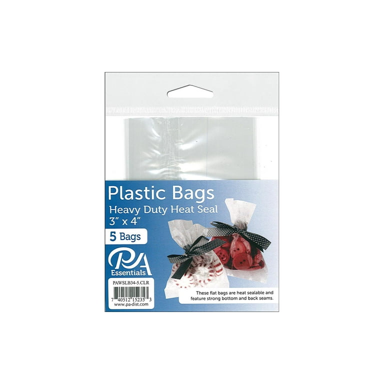 PA Ess Bag Heavy Duty Heat Seal 3x4 Clear 5pc