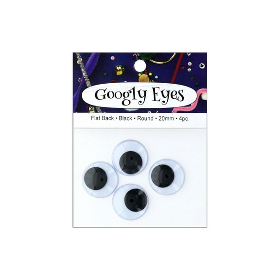 PA Ess Flat Back Eyes Round 20mm 4pc Black