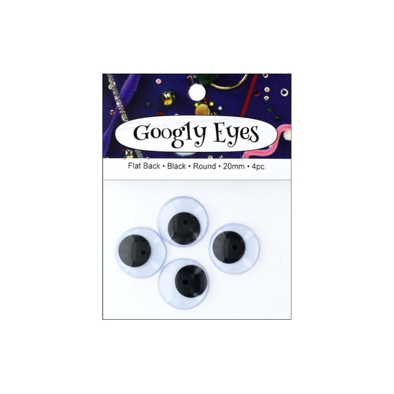 PA Ess Flat Back Eyes Round 20mm 4pc Black