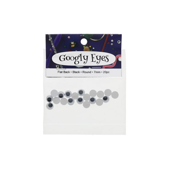 PA Ess Flat Back Eyes Round 7mm 20pc Black (6 packs)