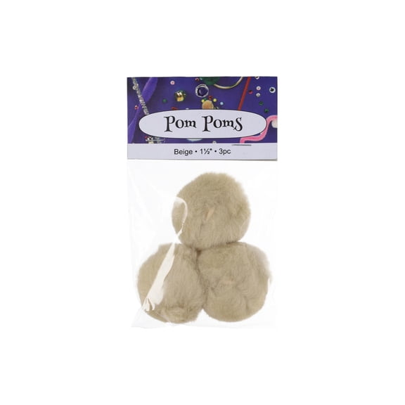 PA Ess Pom Pom 1.5" 3pc Beige