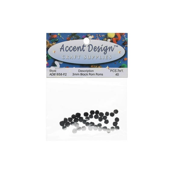 PA Ess Pom Pom 3mm 40pc Black
