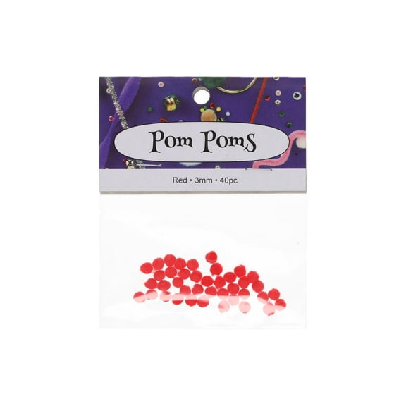PA Ess Pom Pom 3mm 40pc Red