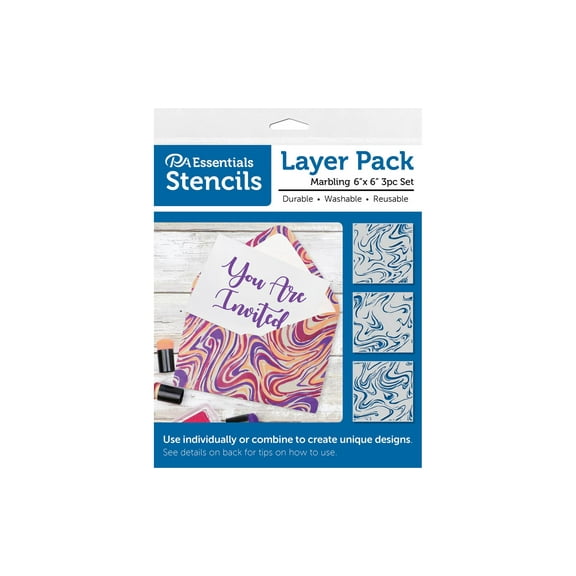 PA Ess Stencil 6x6 3pc Layer Pack Marbling
