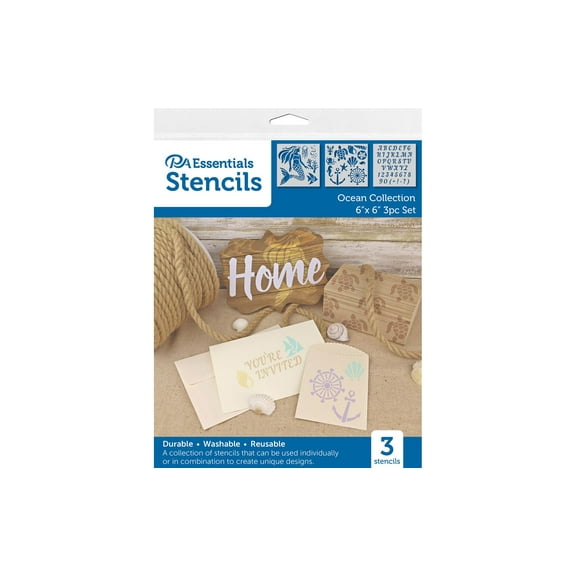 PA Ess Stencil 6x6 3pc Ocean Collection