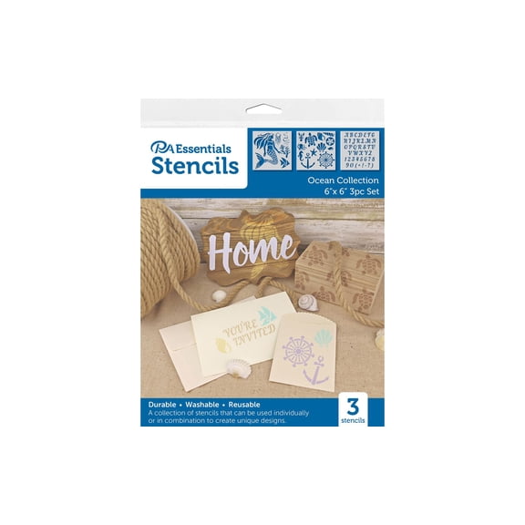 PA Ess Stencil 6x6 3pc Ocean Collection