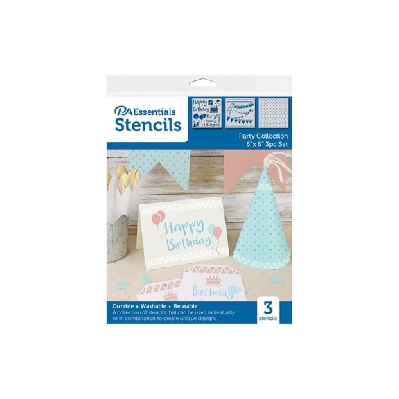 PA Ess Stencil 6x6 3pc Party Collection