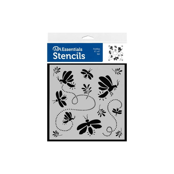 PA Essentials Stencil Fireflies for Painting on Wood, Canvas, Paper, Fabric, Wall and Tile, Reusable DIY Art and Craft Stencils for Painting, 6"x6" Inches