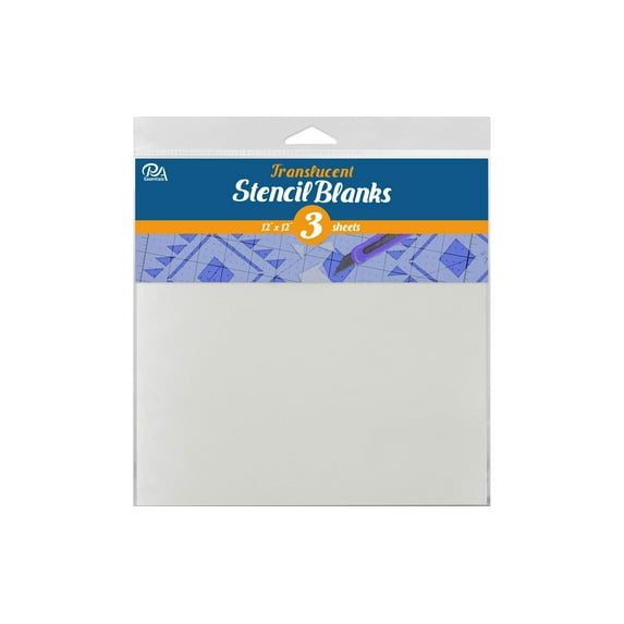 PA Essentials Uncut Blank, Translucent, 3 piece, for Painting on Wood, Canvas, Paper, Fabric, Wall and Tile, Reusable DIY Art and Craft Stencils for Painting, 12"x12" Inches