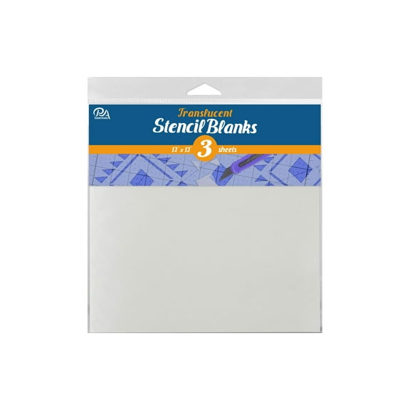 PA Essentials Uncut Blank, Translucent, 3 piece, for Painting on Wood, Canvas, Paper, Fabric, Wall and Tile, Reusable DIY Art and Craft Stencils for Painting, 12"x12" Inches