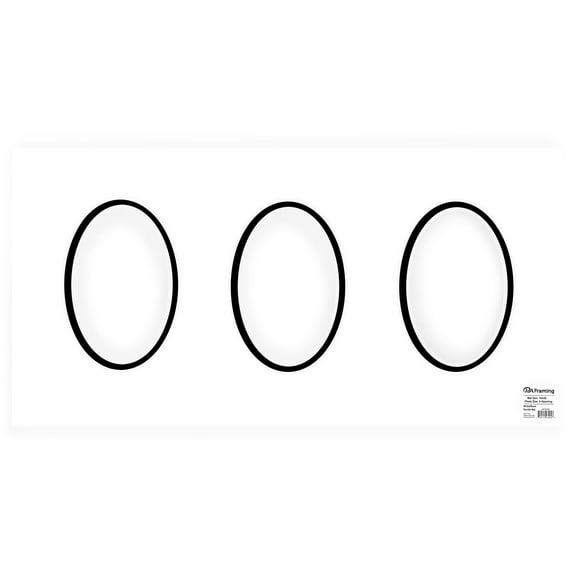 PA Framing Mat Double 10"x 20" 3-Openings White Core White/Black