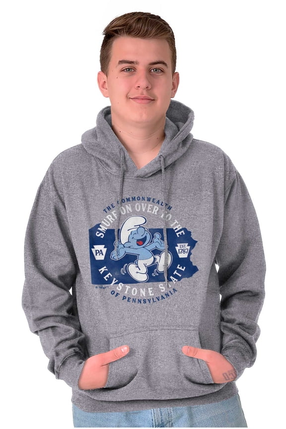 PA Keystone Map Shape Cool Smurfs Unisex Plus Size Hoodie Brisco Brands 5X