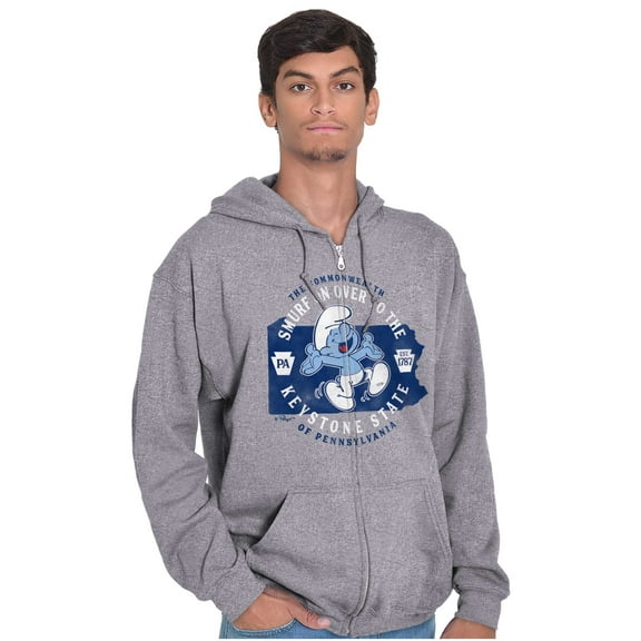PA Keystone Map Shape Cool Smurfs Zip Up Hoodie Men's Women's Brisco Brands X
