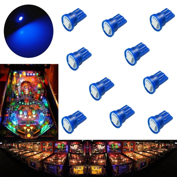 HYUGA LED 10PCS #555 T10 1SMD LED 6.3V DC Wedge Pinball Machine Bulb (Blue, 10 Bulbs)