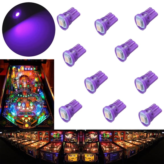 HYUGA LED 10PCS #555 T10 1SMD LED 6.3V DC Wedge Pinball Machine Bulb (Purple, 10 Bulbs)