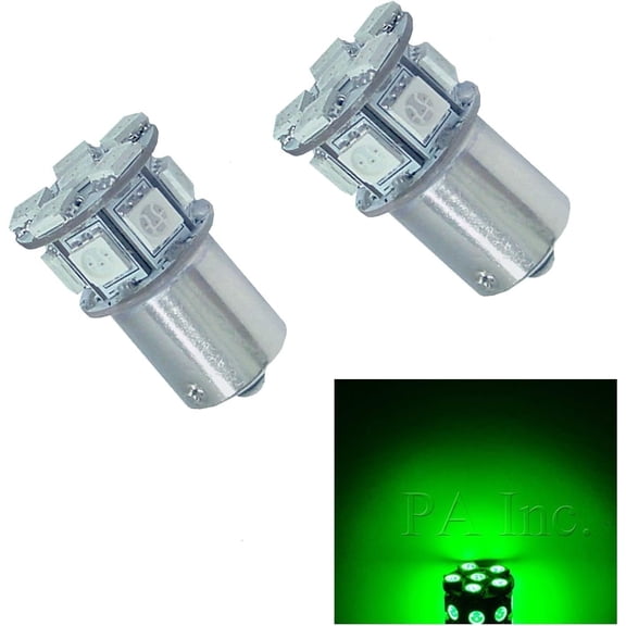 PA LED 2PCS 13SMD 1156 BA15S Green Auto LED Bulb 12V for Turn Signal, Side Marker, Stop, Back Up, Tail Light