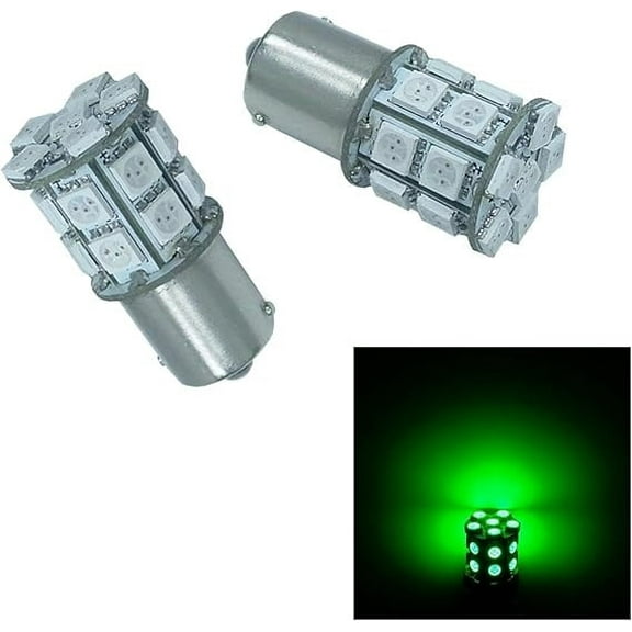 PA LED 2PCS 20SMD Ba15s Green Auto LED Bulb 12V for Turn Signal, Side Marker, Stop, Back Up, Tail Light (1073 1003 1093 1129 1141 1159 1259 1459 1619 1651 1680 3496 5007 5008 7506 7527 Available)