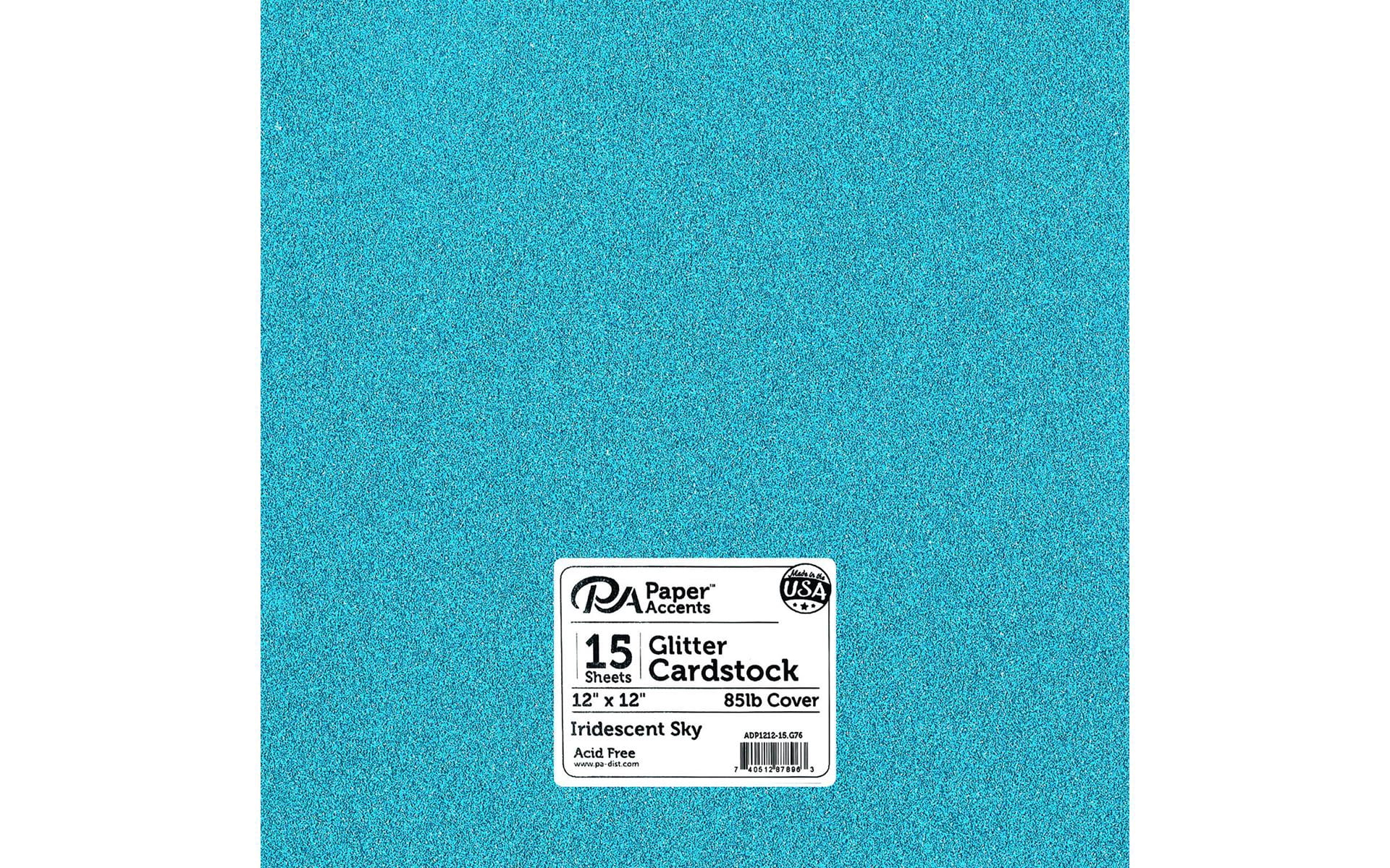 PA Paper Accents Glitter Cardstock 12" x 12" Iridescent Sky, 85lb colored cardstock paper for card making, scrapbooking, printing, quilling and crafts, 15 piece pack