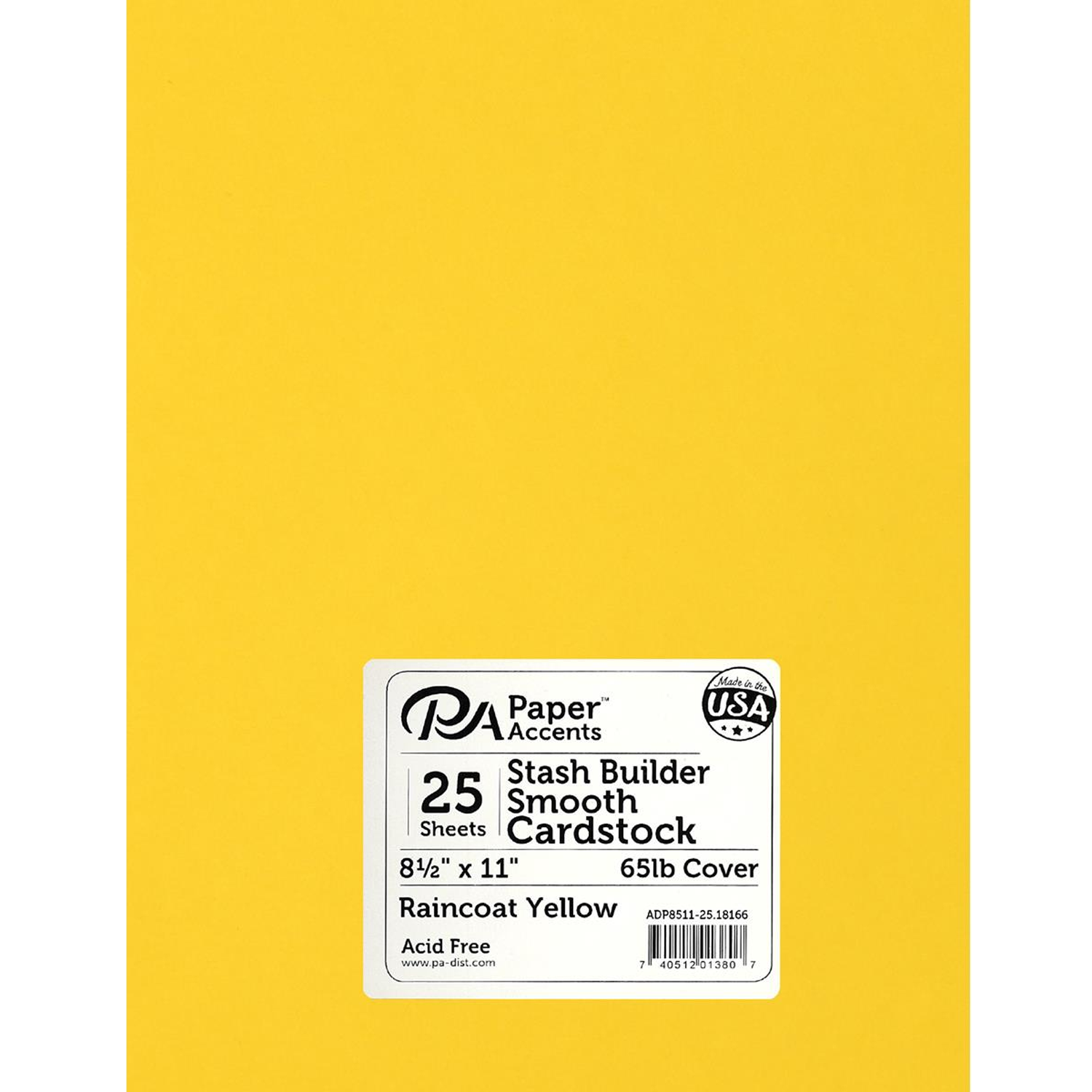 PA Paper Accents Stash Builder Cardstock 8.5 x 11 Raincoat Yellow, 65lb colored  cardstock paper for card making, scrapbooking, printing, quilling and  crafts, 25 piece pack 