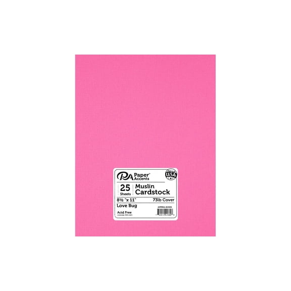 PA Paper Accents Textured Cardstock 8.5" x 11" Lovebug, 73lb colored cardstock paper for card making, scrapbooking, printing, quilling and crafts, 25 piece pack