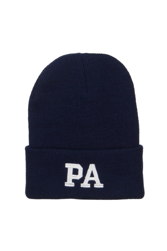 PA Pennsylvania State Embroidered Long Beanie - Navy OSFM