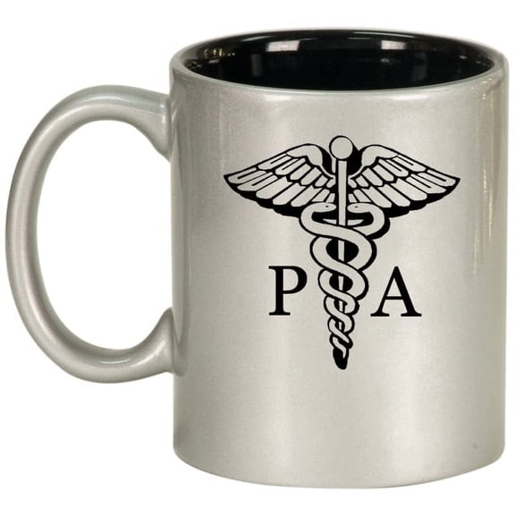 PA Physician Assistant Caduceus Ceramic Coffee Mug Tea Cup Gift (11oz Silver)