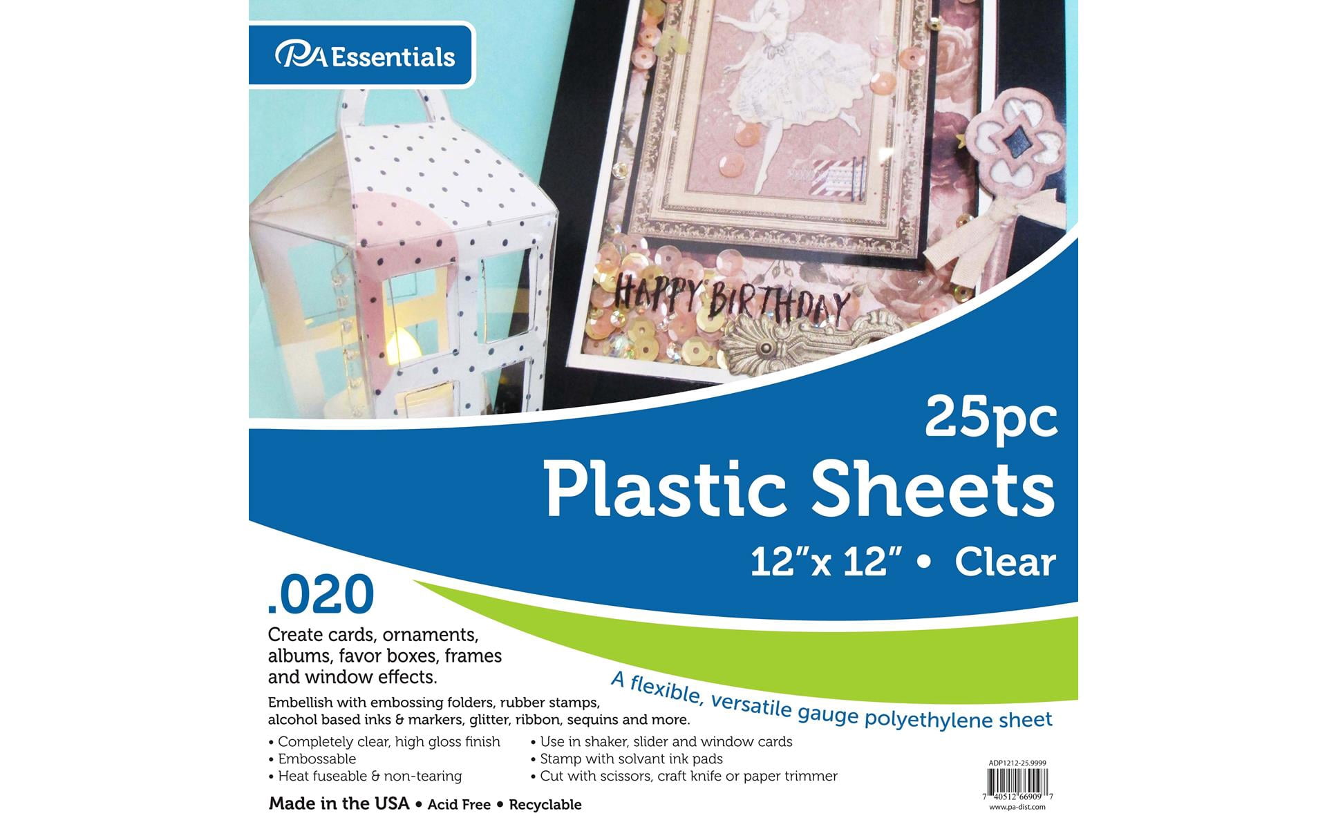 PA Plastic Sheet 12"x 12" Clear .020" 25pc