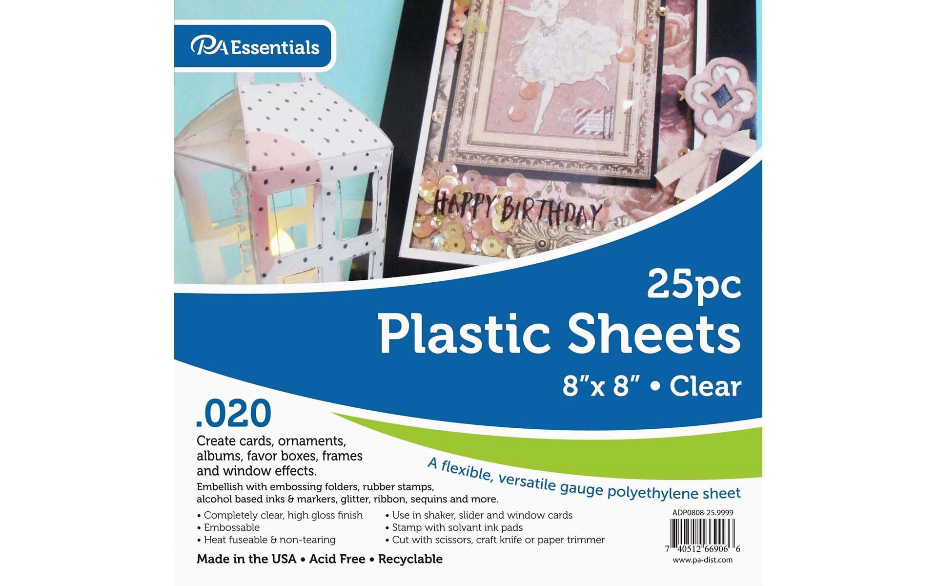 PA Plastic Sheet 8"x 8" Clear .020" 25pc