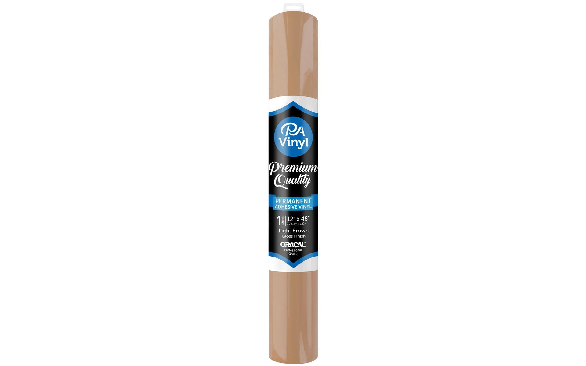 PA Vinyl 12"x 48" Roll Permanent Adhesive Gloss Light Brown