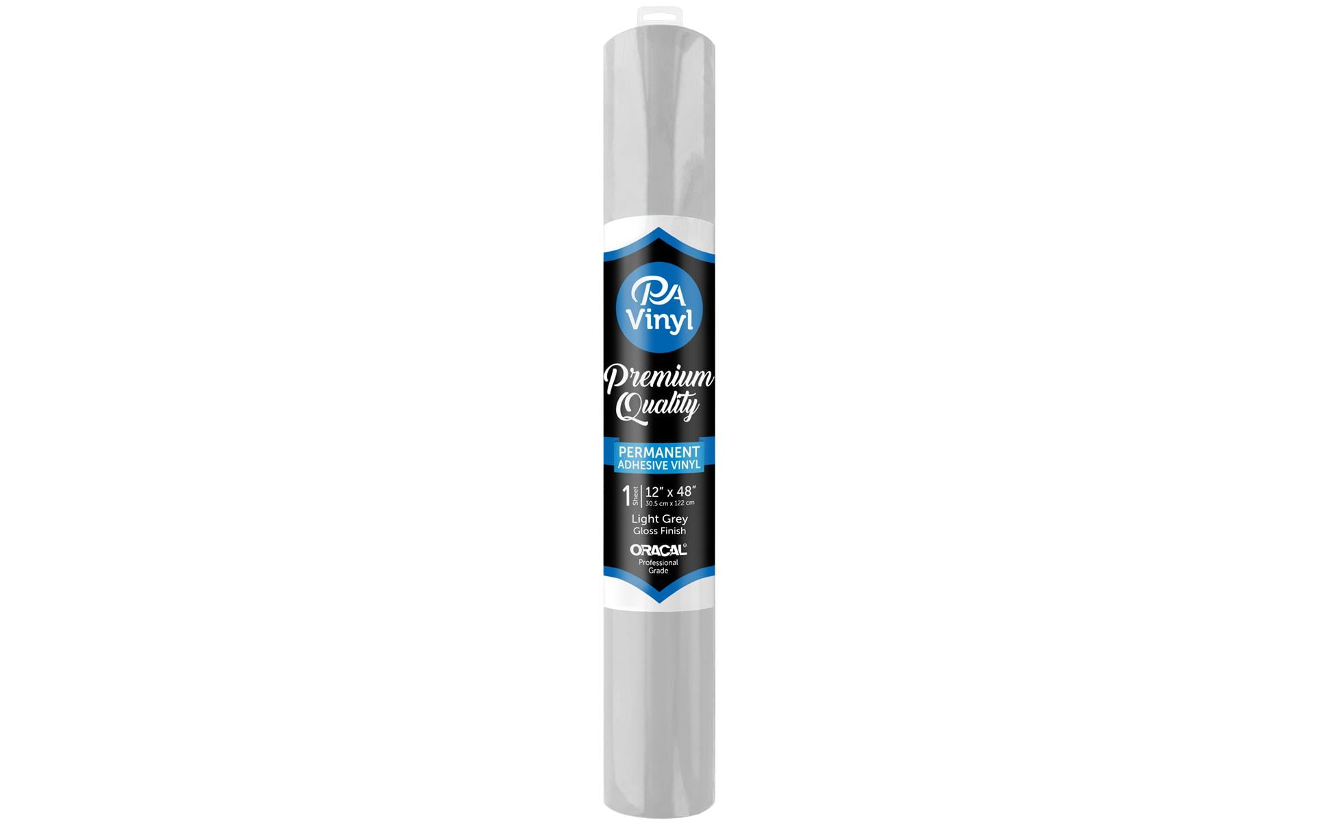 PA Vinyl 12"x 48" Roll Permanent Adhesive Gloss Light Grey
