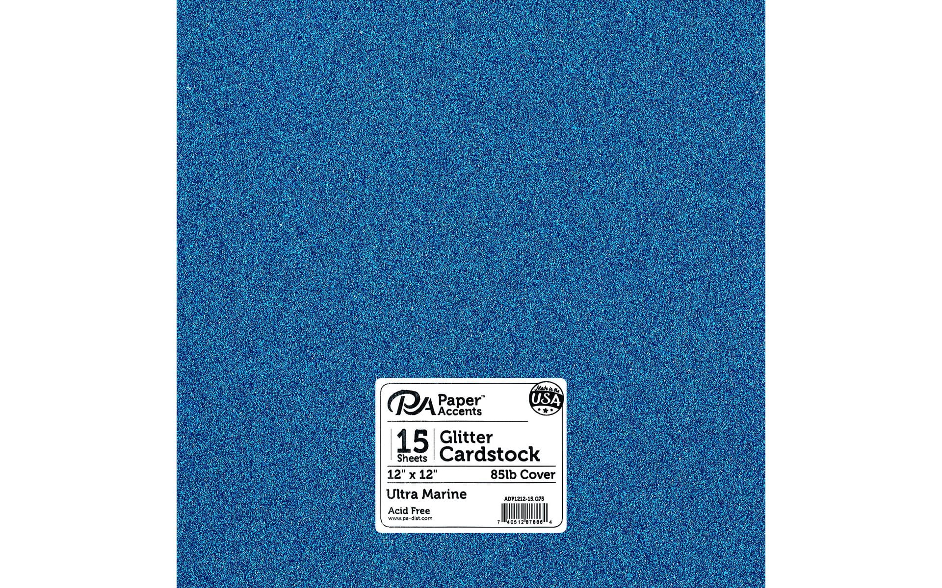 PA Vinyl Glitter Cardstock 12" x 12" 85 lb. Ultra Marine 15 Pieces