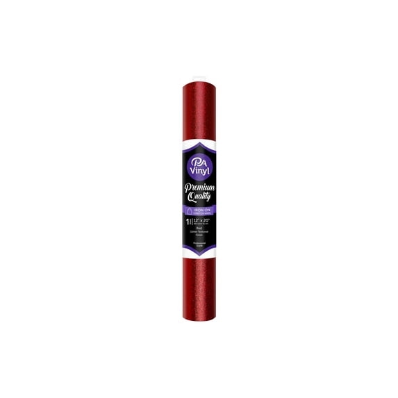 PA Vinyl Iron On 12"x 20" Roll Stretch Glitter Texture Red