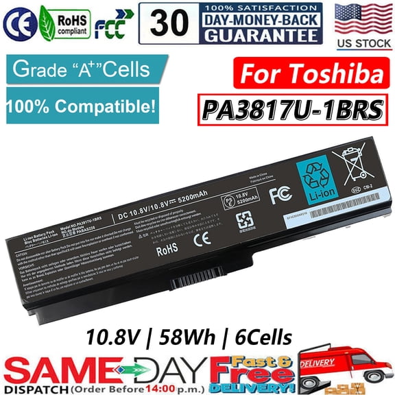 PA3817U-1BRS Laptop Battery 10.8V 5200mAh 6 Cell for Toshiba Satellite C655 L755 L655 A665 P755 Series