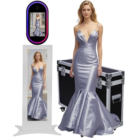 PAAFNN portable 13.3inch Touch Screen Magic Mirror Photo Booth Machine with RGB Light for Events