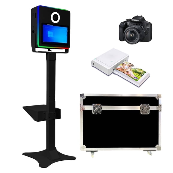 PAAFNN 15.6'' Selfie Photobooth Machine Touch Screen with Flight Case for Wedding Party Events
