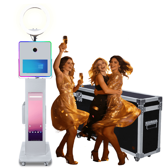PAAFNN with 15.6"Mirror Photo Booth Touch Screen APP Control Selfie Machine with RGB Light for Event