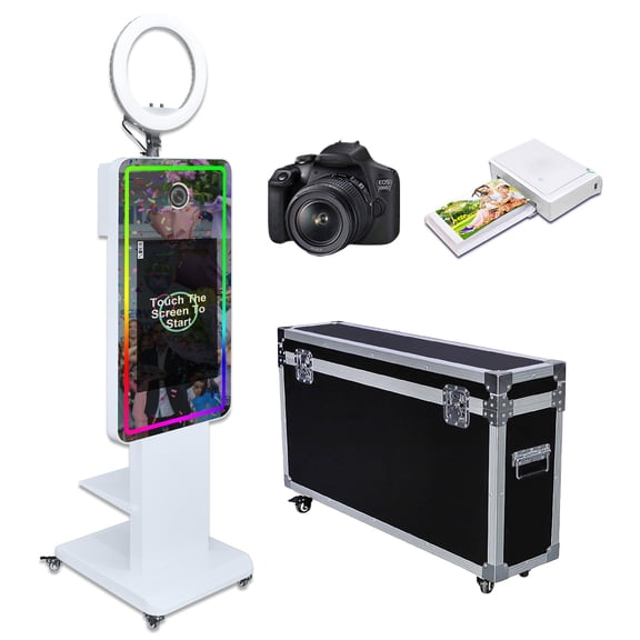 PAAFNN  Portable 21.5inch Touch Screen Selfie Photo Booth Machine with Flight Case for Party Events